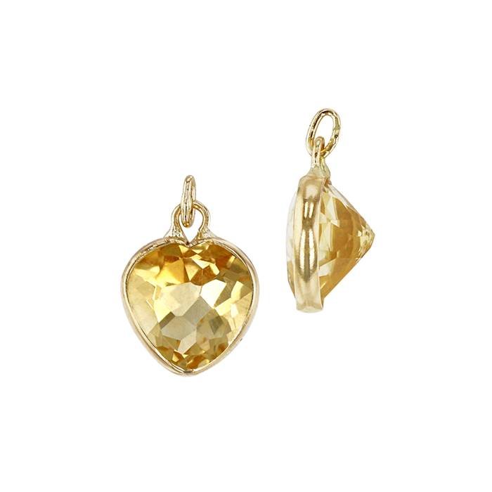 14ky 6mm heart citrine charm november birthstone