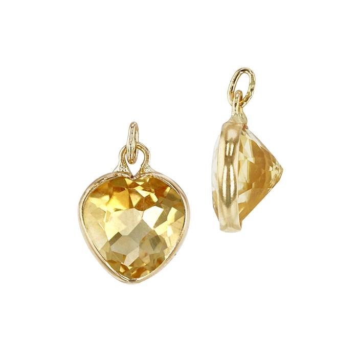 14ky 7mm heart citrine charm november birthstone