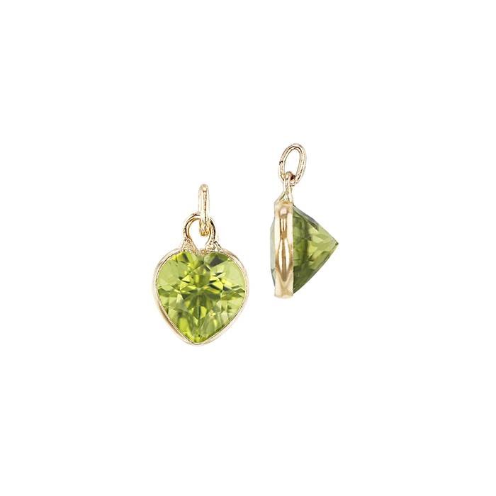 14ky 4mm heart peridot charm august birthstone