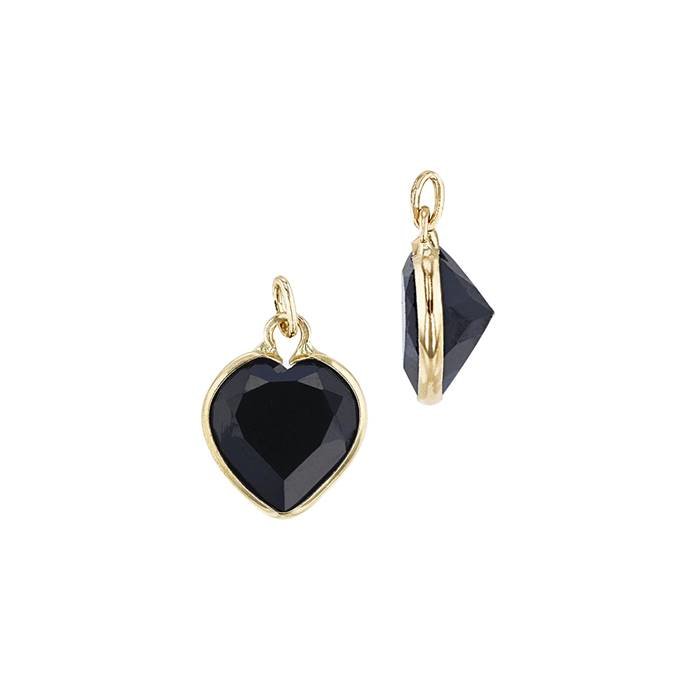 14ky 4mm heart black spinel charm august birthstone