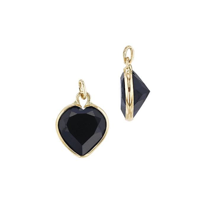 14ky 5mm heart black spinel charm august birthstone