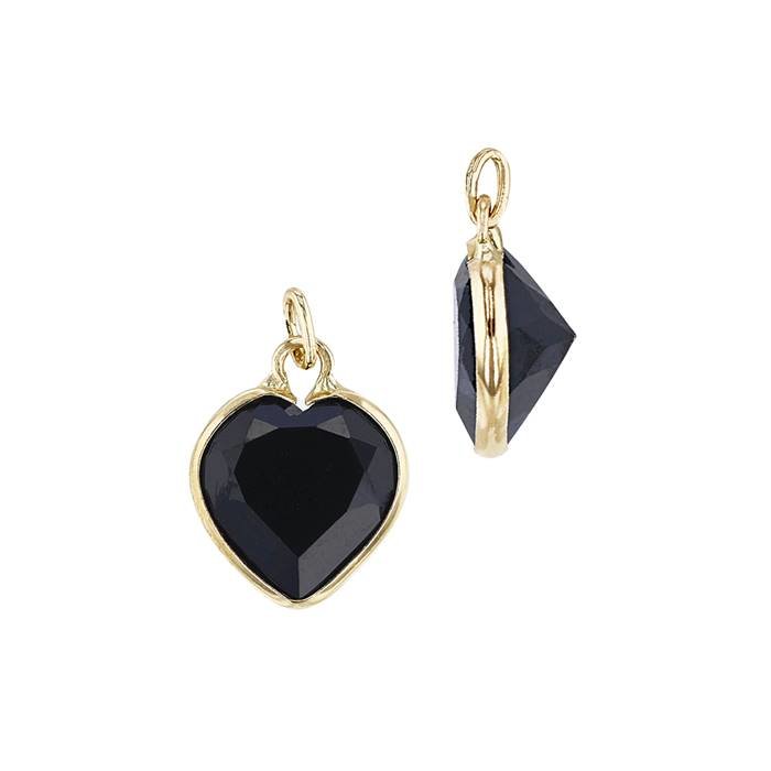 14ky 6mm heart black spinel charm august birthstone