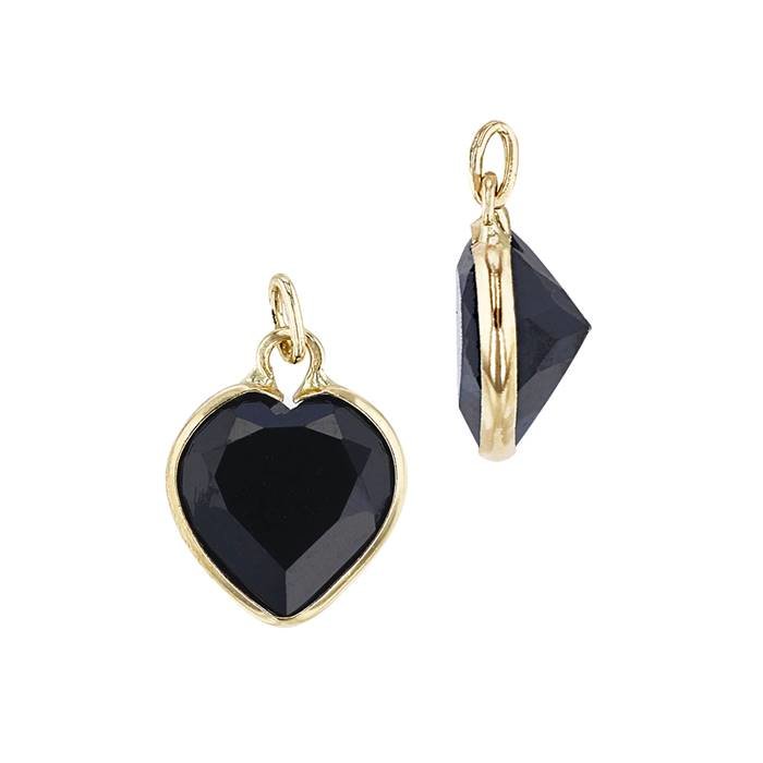 14ky 7mm heart black spinel charm august birthstone