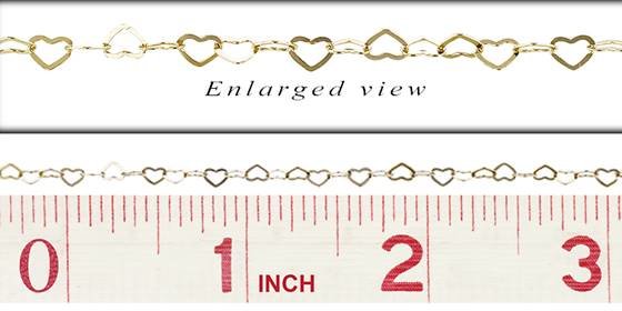 gold filled 4x3mm flat heart shape chain