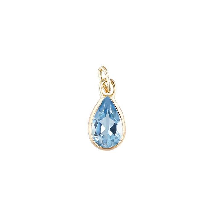 14ky 5x3mm pear shape bezel set charm november birthstone swiss blue topaz