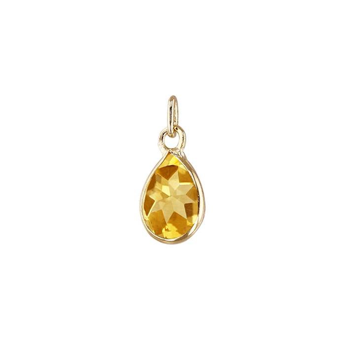 14ky 5x3mm pear shape bezel set charm november birthstone citrine