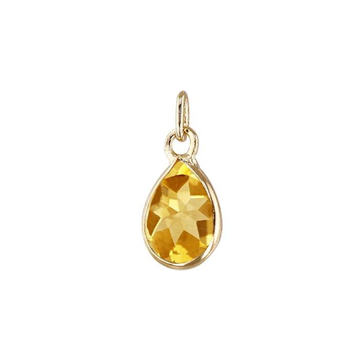 14ky 6x4mm pear shape bezel set charm november birthstone citrine