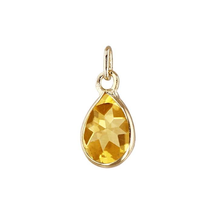 14ky 7x5mm pear shape bezel set charm november birthstone citrine