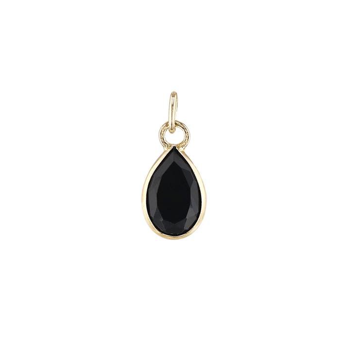 14ky 5x3mm pear shape bezel set charm august birthstone black spinel