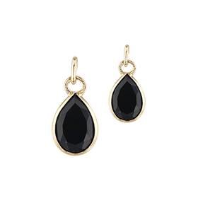 14K Black Spinel Pear Shape Bezel Set Charm August Birthstone