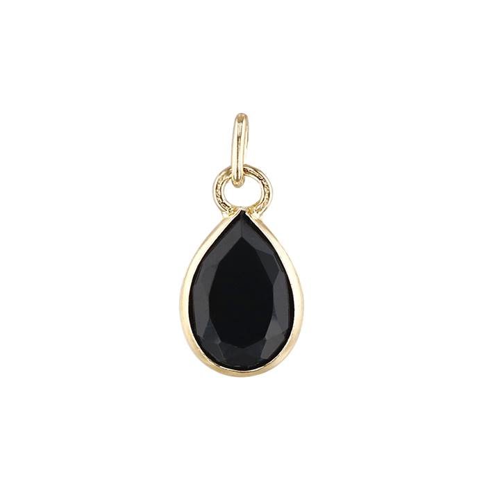 14ky 7x5mm pear shape bezel set charm august birthstone black spinel