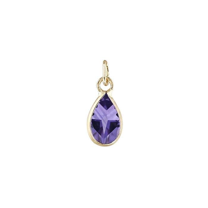 14ky 5x3mm pear shape bezel set charm february birthstone amethyst