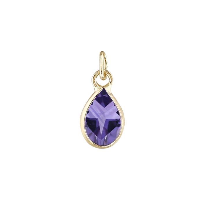 14ky 7x5mm pear shape bezel set charm february birthstone amethyst