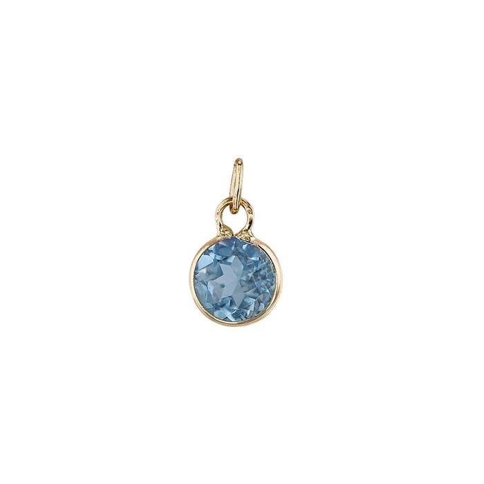 14ky 4mm round bezel set charm november birthstone swiss blue topaz