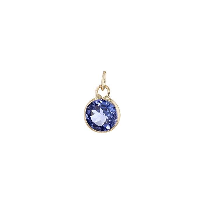 14ky 2.5mm round bezel set charm december birthstone tanzanite