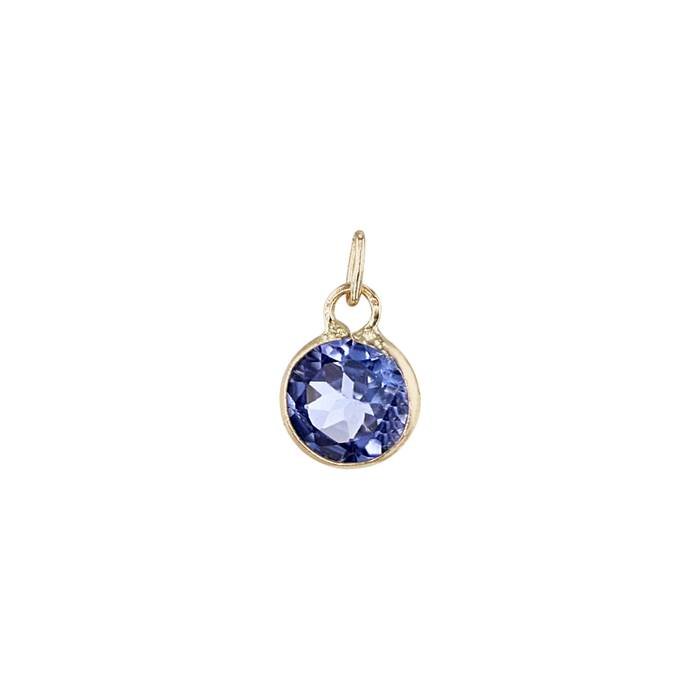 14ky 3mm round bezel set charm december birthstone tanzanite