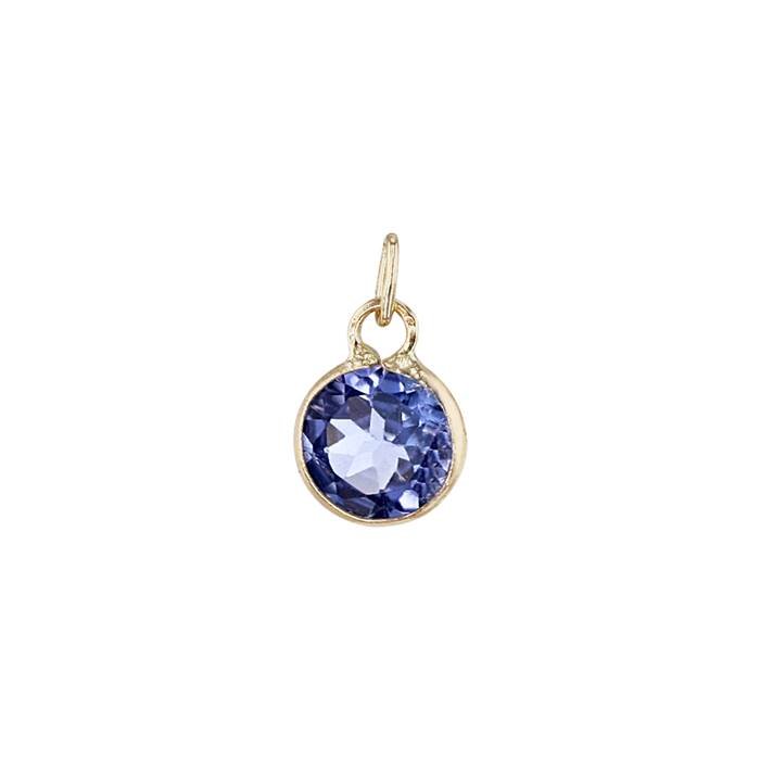 14ky 4mm round bezel set charm december birthstone tanzanite