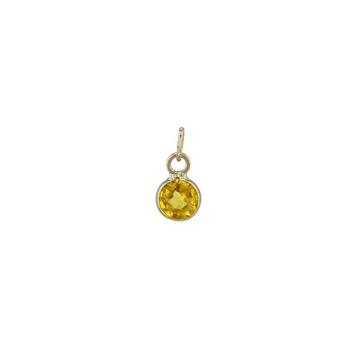 14ky 2.5mm round bezel set charm september birthstone yellow sapphire