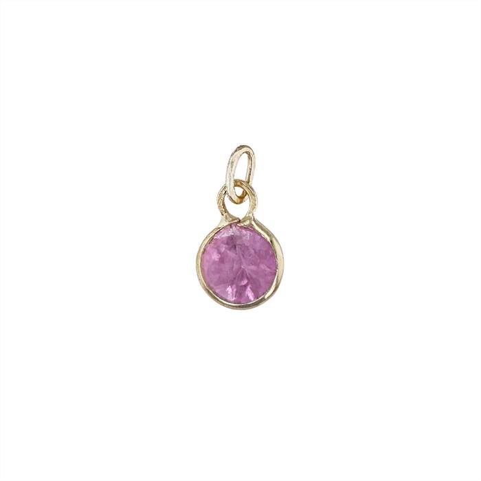 14ky 2.5mm round bezel set charm september birthstone pink sapphire