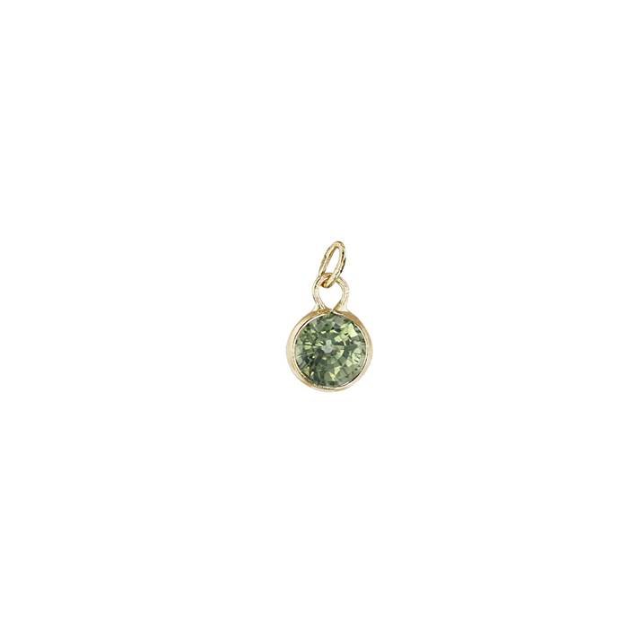 14ky 2.5mm round bezel set charm september birthstone green sapphire