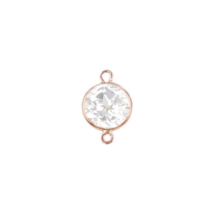 14kr 5mm round bezel set connector white topaz