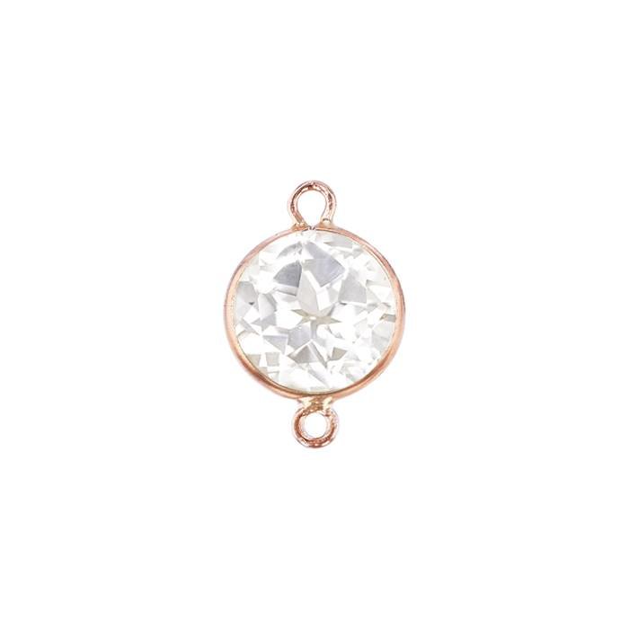 14kr 7mm round bezel set connector white topaz