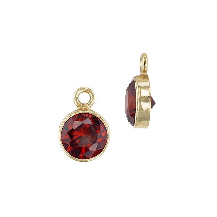 gf 3mm garnet bezel set cubic zirconia charm