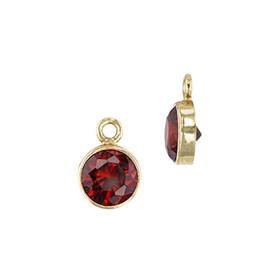 Gold Filled Garnet Cubic Zirconia Bezel Set Charm