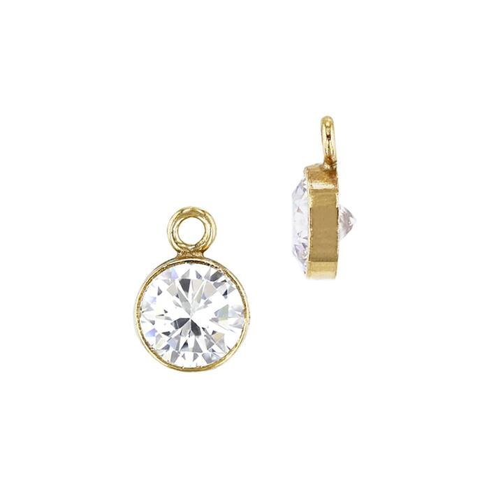 gf 3mm white bezel set cubic zirconia charm