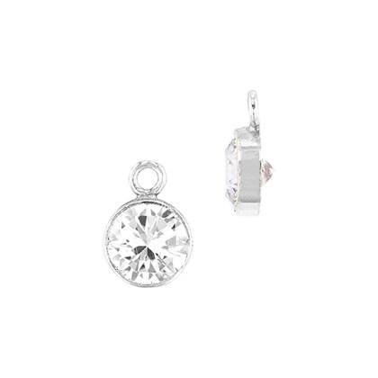 Sterling Silver White Cubic Zirconia Bezel Set Charm