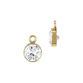 Gold Filled White Cubic Zirconia Bezel Set Charm