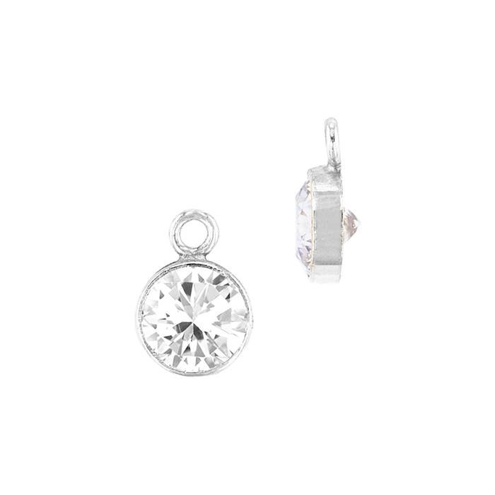 ss 3mm white bezel-set cubic zirconia charm