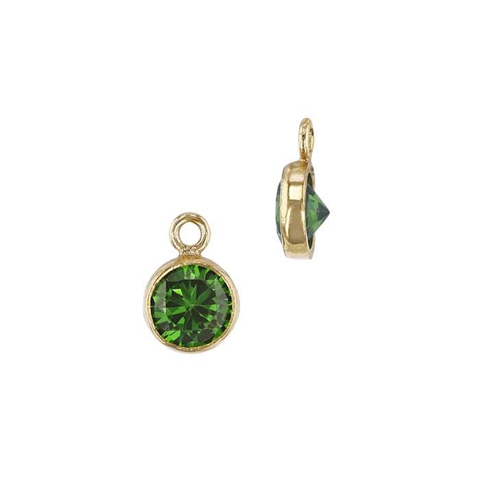 gf 3mm emerald bezel set cubic zirconia charm