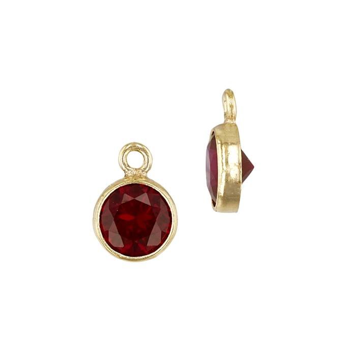 gf 3mm red bezel set cubic zirconia charm