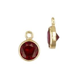 Gold Filled Red Cubic Zirconia Bezel Set Charm