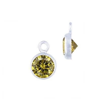 Sterling Silver Peridot Cubic Zirconia Bezel Set Charm