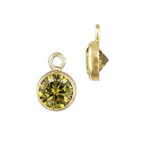 Gold Filled Peridot Cubic Zirconia Bezel Set Charm