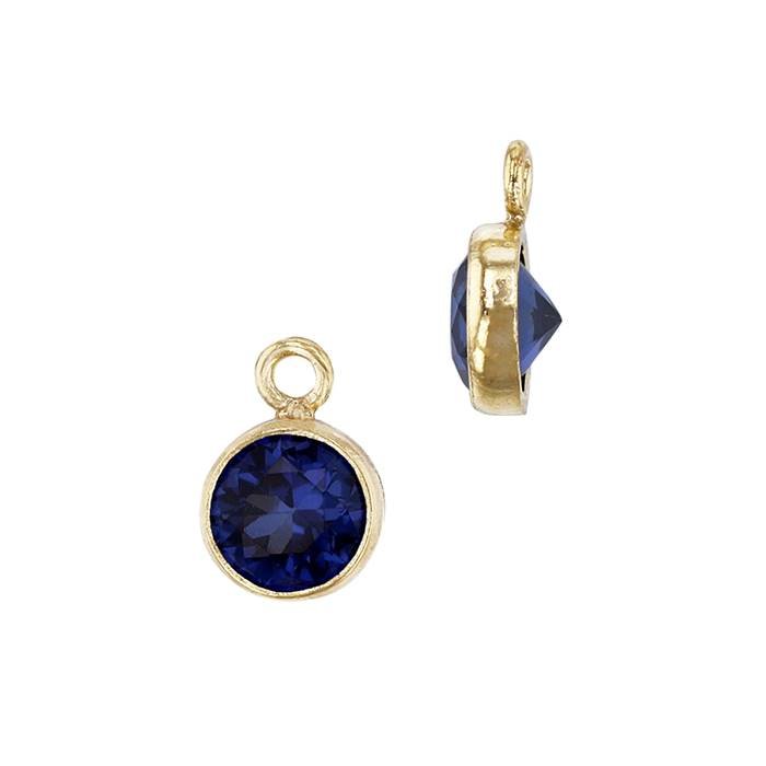 gf 3mm sapphire bezel set cubic zirconia charm