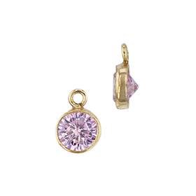 Gold Filled Pink Cubic Zirconia Bezel Set Charm