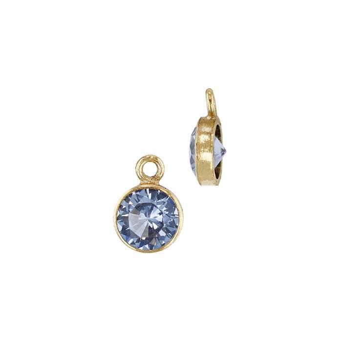 gf 3mm light sapphire bezel set cubic zirconia charm