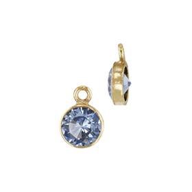 Gold Filled Light Sapphire Cubic Zirconia Bezel Set Charm