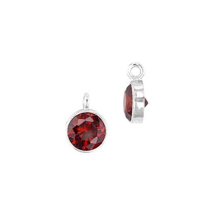 Sterling Silver Garnet Cubic Zirconia Bezel Set Charm