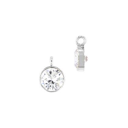 Sterling Silver White Cubic Zirconia Bezel Set Charm