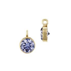 Gold Filled Light Amethyst Cubic Zirconia Bezel Set Charm