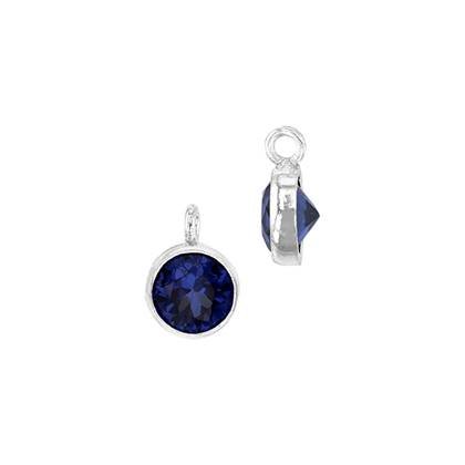 Sterling Silver Sapphire Cubic Zirconia Bezel Set Charm