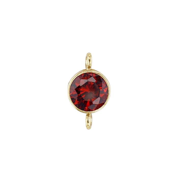 gf 3mm garnet bezel set cubic zirconia connector