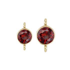 Gold Filled Garnet Cubic Zirconia Bezel Set Connector