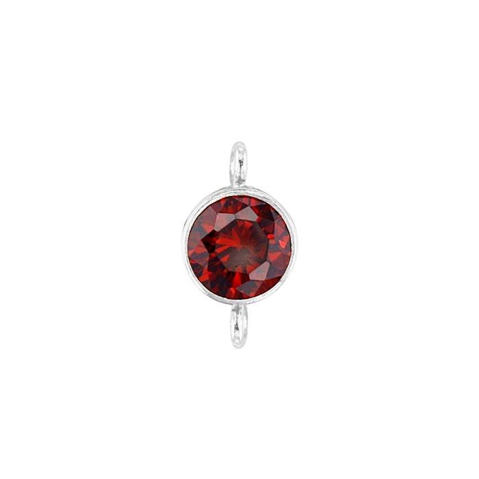 ss 3mm garnet bezel set cubic zirconia connector