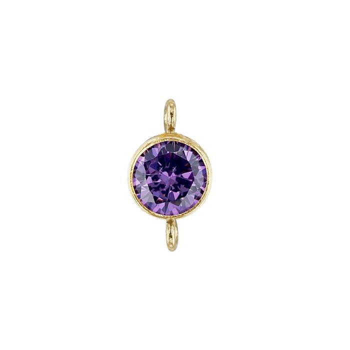 gf 3mm amethyst bezel set cubic zirconia connector