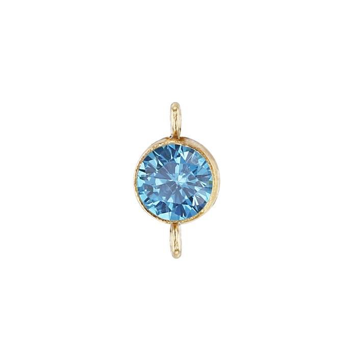 gf 3mm aqua bezel set cubic zirconia connector